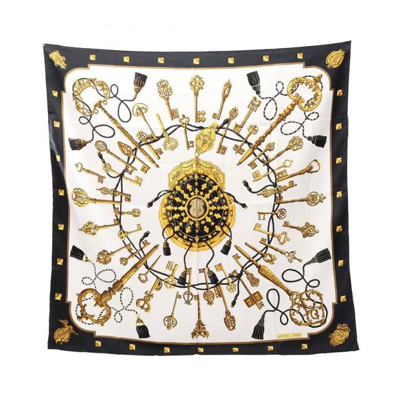 HERMES Black Silk Scarf - Picture 1 of 7